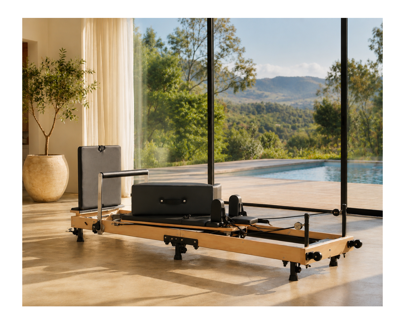 Pilates reformer maison pliable en bois premium | Pilatova