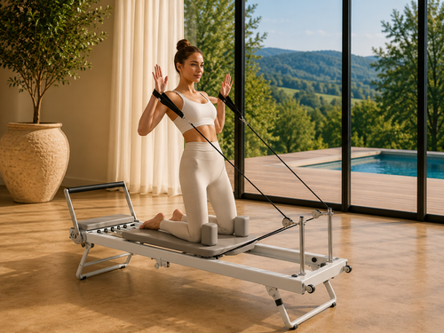 Pilates reformer maison en aluminium gris premium  | Pilatova