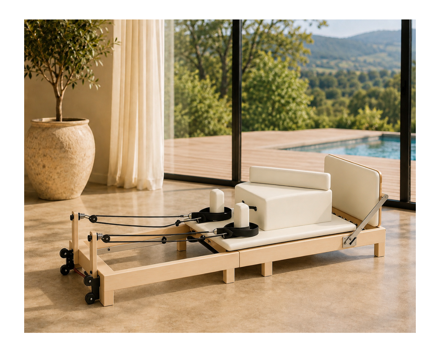 Reformer Pilates pliable Premium en Bois – Élégance, Performance et Confort | Pilatova